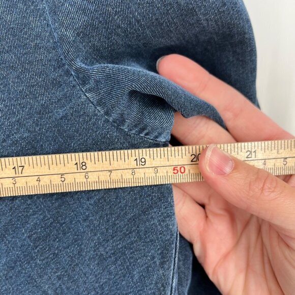 Soft Surroundings Womens Chambray Pullover Top Size S Petite Roll Tab Oversized - Picture 11 of 12